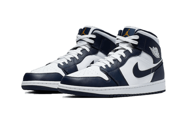 Air Jordan 1 Mid White Metallic Gold Obsidian - imagine 3