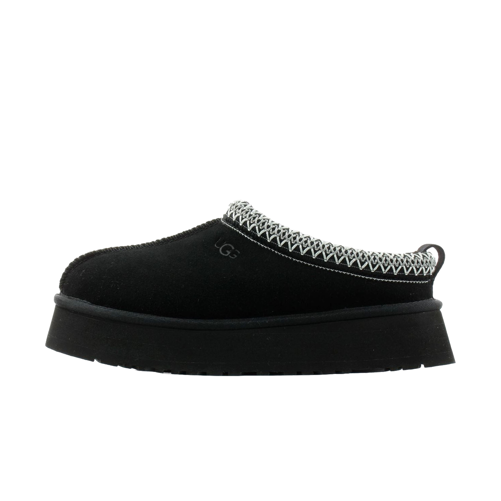 UGG Tazz Slipper Black, orientat spre stânga pe fundal alb