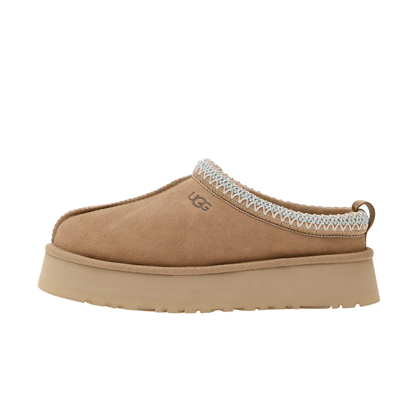 UGG Tazz Slipper Sand, orientat spre stânga pe fundal alb