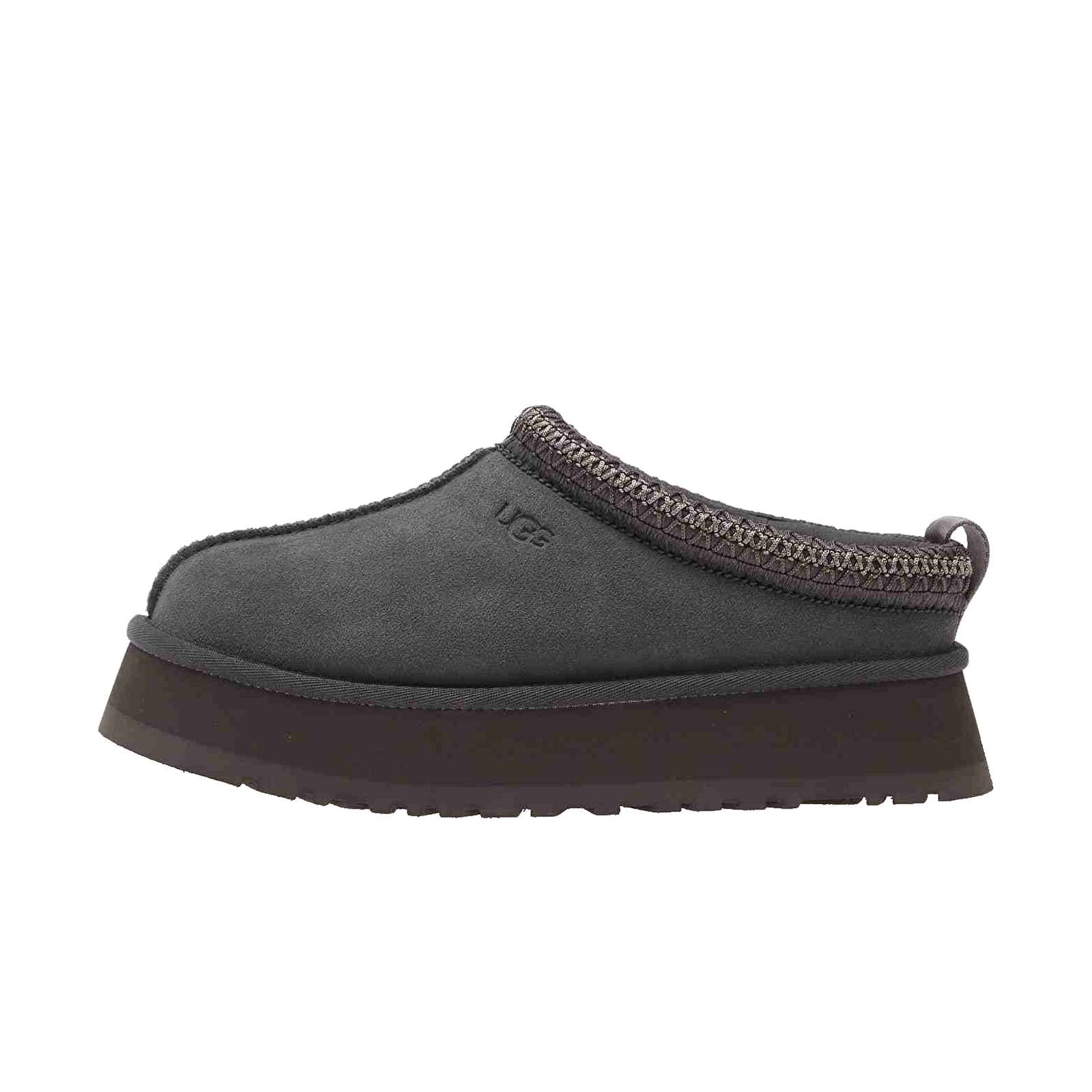 UGG Tazz Slipper Obsidian, orientat spre stânga pe fundal alb