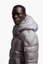 Geaca Moncler Couyere Hooded Short Down  Grey - imagine 3