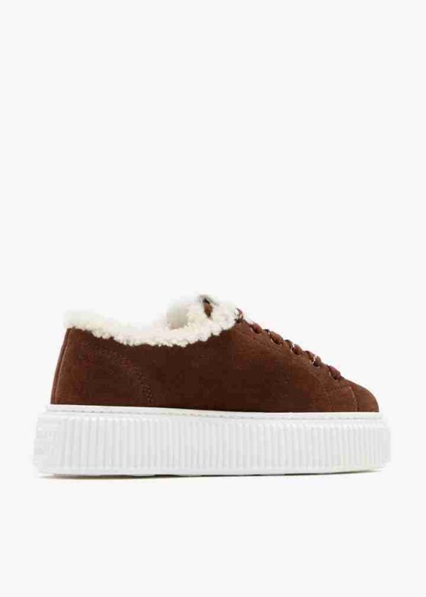 Adidasi de iarna Miu Miu Suede & Shearling Cocoa - imagine 2