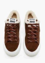 Adidasi de iarna Miu Miu Suede & Shearling Cocoa - imagine 3