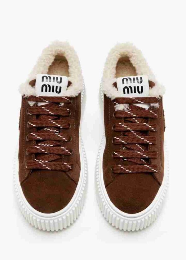 Adidasi de iarna Miu Miu Suede & Shearling Cocoa - imagine 3