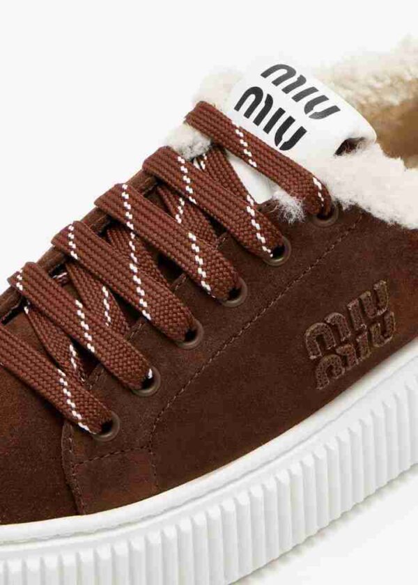 Adidasi de iarna Miu Miu Suede & Shearling Cocoa - imagine 4