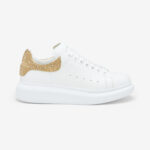 Alexander McQueen Oversized Sneaker White/Gold Crystals, profil spre dreapta