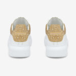 Alexander McQueen Oversized Sneaker White/Gold Crystals, vedere din spate