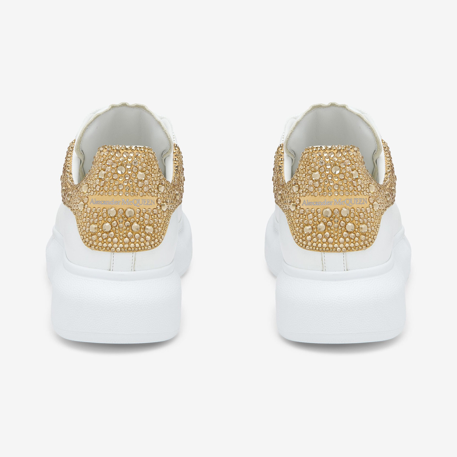 Alexander McQueen Oversized Sneaker White/Gold Crystals, vedere din spate