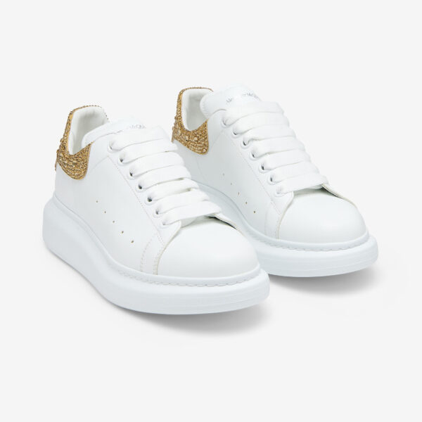 Alexander McQueen Oversized Sneaker White/Gold Crystals, vedere din față