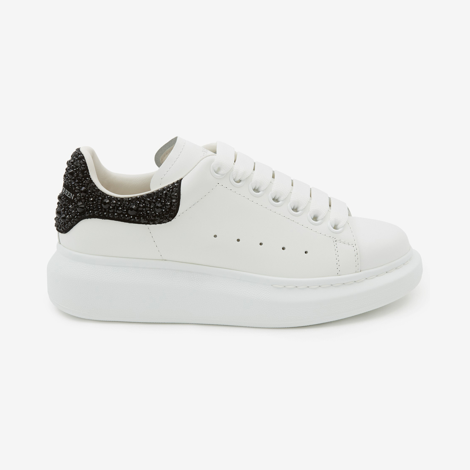 Alexander McQueen Oversized Sneaker – White/ Black Crystals, profil lateral spre dreapta