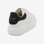 Alexander McQueen Oversized Sneaker – White/ Black Crystals, vedere din spate