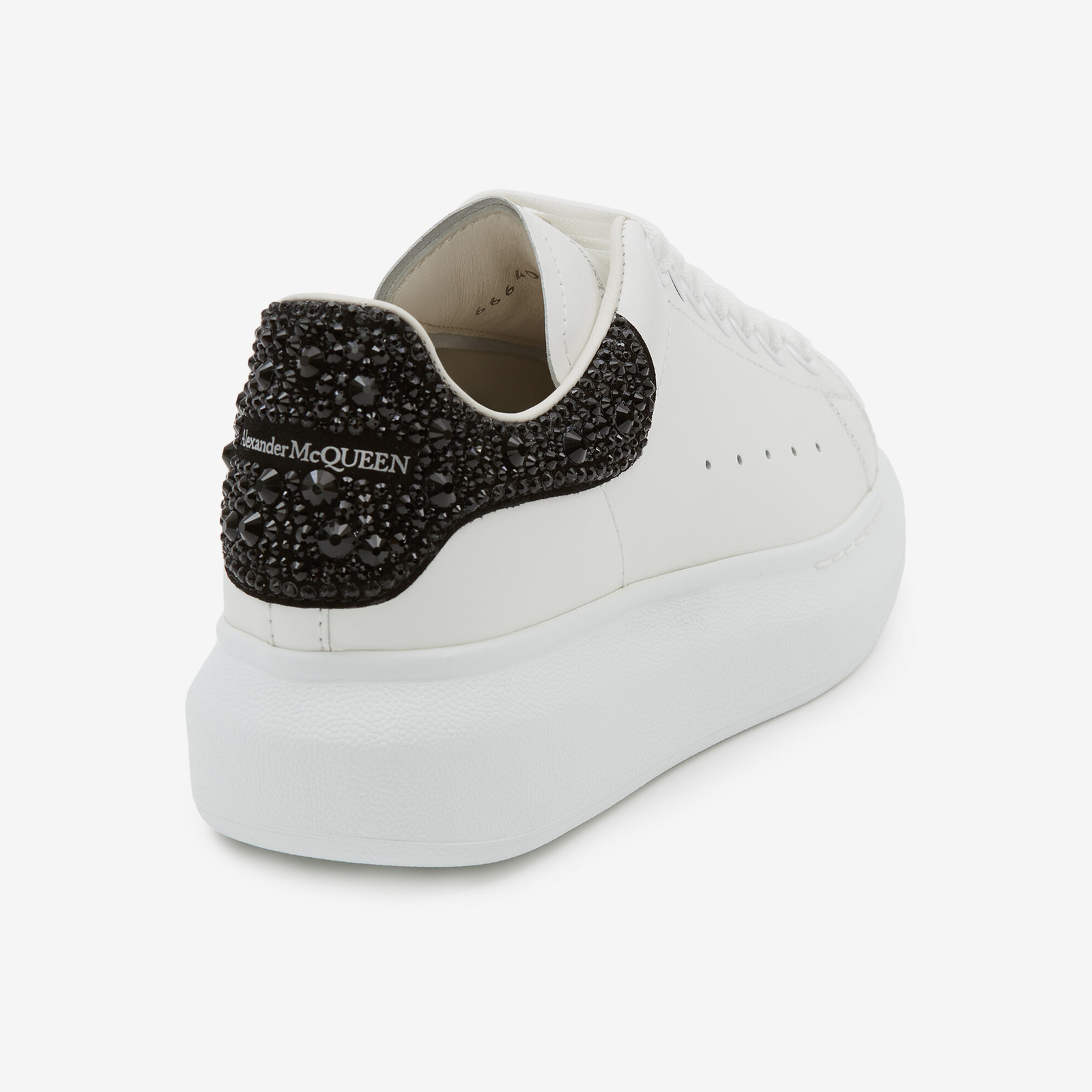 Alexander McQueen Oversized Sneaker – White/ Black Crystals, vedere din spate