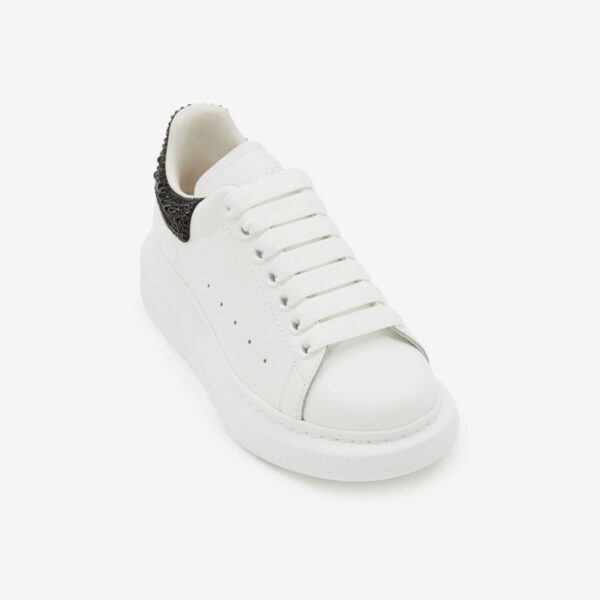 Alexander McQueen Oversized Sneaker – White/ Black Crystals, vedere din față